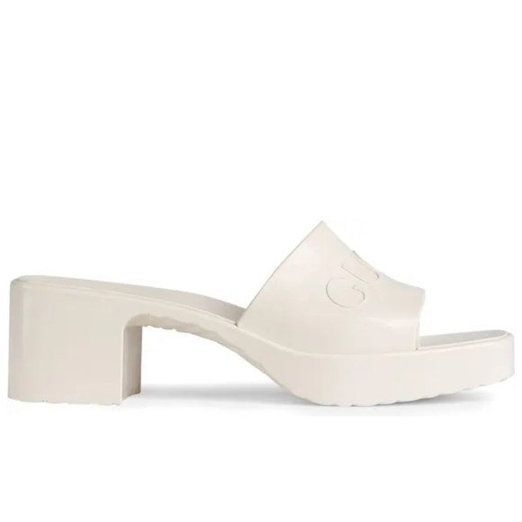 Gucci Rubber Logo Platform Slide Sandal in Mystic White Size 41 - Picture 2 of 13